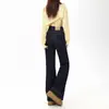 Jeans Retrô Azul Denim para Mulheres 2026 Outono Novo Estilo Americano Cintura Alta Stretch Solto Levemente Flare Calças Longas A14076