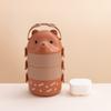 Óculos de Aço Inoxidável Transfronteiriços Urso Bolsa Lancheira Camadas Lancheira para Trabalhador de Escritório Lancheira para Estudante Grande Capacidade com Tigela Pequena