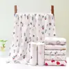 Al por mayor Colcha de Gasa de Seis Capas para Niños Estampada 110*110cm Manta de Aire Acondicionado para Niños Toalla de Baño de Algodón Gasa de Algodón