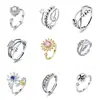 Anillo Giratorio de Plata Tailandesa para la Ansiedad Anillo para el Dedo Índice Multi-Círculo Cuentas de Transferencia Auspicioso Transferencia Moda Coreana Regalo para Novia