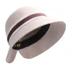 Rongmei 2026 Nuevo Sombrero Clásico Hepburn Transfronterizo con Ala Curva, Sombrero de Mezcla de Seda y Lana, Elegante Sombrero de Estilo Francés
