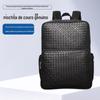 Nova mochila de couro trançado mochila de couro masculina negócios alta qualidade moda grande capacidade bolsa para computador