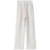 Pantalones de pierna ancha marrones para mujer, principios de otoño 2026, forrados de polar, cálidos, para figuras petite, felpa de cordero de chenilla, pantalones largos casuales estilo banana