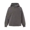 Moletom com capuz lavado e desgastado para homens, pulôver para primavera e outono com design de zíper diagonal, jaqueta única e de nicho com corte solto