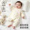 Ropa de bebé para temporada de primavera y otoño para niños y niñas, mameluco de bebé de algodón puro con mangas largas, diseño de cierre lateral, adecuado para bebés y niños pequeños para usar al salir