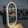 Marco de aleación de aluminio Espejo Inteligente Ovalado Espejo de Maquillaje LED Montado en la Pared Gabinete de Baño Espejo de Baño con 3 Colores Ajustables