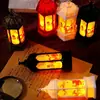 Festival de Mediados de Otoño Pequeño Regalo Linterna de Viento Hexagonal Decoración con Vela Electrónica Decoración de Ventana Linterna de Viento LED Retro Luz de Vela