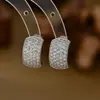 Pendientes de Plata de Ley S925 Diseño de Moda Coreana Circonita para Mujer Exquisitos Estilo Oficina Joyería Geométrica para Oreja Pendientes de Lujo Accesibles