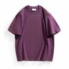 Camiseta Retrô Roxa de Algodão Puro de Manga Curta para Mulheres Verão Nova Solta com Efeito Emagrecedor Camiseta de Cor Pura Top Simples Versátil
