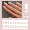 Manicure Francesa Borda Branca Rosa Nude Mais Vendida Atravessando Fronteiras, Unhas Gentis Elegantes Usáveis, Unhas Planas, 24 Adesivos de Unha