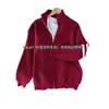 Suéter casual de punto para hombre color borgoña con cierre y tres rayas, perfecto para otoño e invierno, estilo americano