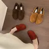 Zapatos Birkenstock de estilo retro forestal para mujer, mocasines de felpa para otoño e invierno, zapatos casuales sin cordones de algodón cálido con suela gruesa