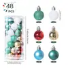 Conjunto Transfronteiriço Novo de Natal 3cm48 Cilindros Verde Azul Branco Vermelho Dourado Bola Galvanizada Decoração Básica para Árvore de Natal
