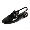 Zapatos de una sola capa Shang Si Baotou para mujer 2023 Nuevo de Primavera Versátiles Punta Cuadrada Tacón Bajo Grueso Estilo Pequeño Chanel Mary Jane