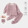 Ropa para niños para otoño e invierno, conjunto cálido para bebé de cintura plana que protege la barriga, conjunto de dos piezas de ropa interior acolchada para niños, conjunto para recién nacidos