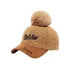 Gorra de Béisbol de Lana de Cordero para Niños Otoño Invierno Nuevo Estilo Cálida con Pompón Pico de Pato Sombrero para Exteriores Niños Tendencia Fresca Transfronterizo