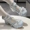 Em Estoque Sino de Vento Estrela e Sino de Vento Lolita Renda Bico Redondo Estilo Ballet Versátil Doce Sapatilhas Femininas