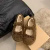 Zapatos planos de pelo estilo hada para mujer, para usar en exteriores, Nuevo Estilo Otoño/Invierno 2026, con lazo, forro de felpa, cálidos, mocasines, zapatillas de lona