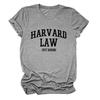 Amazon Ebay Estación Independiente Cómoda Casual Mujer Harvard Law Solo Cuello Redondo Camiseta de Manga Corta al Mayoreo