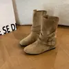 Botas Jeans Curtas Estilo Retrô para Mulheres Simples Western 2026 Outono Fivela de Cinto Botas com Salto Escondido Botas de Moda em Camurça