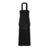Atacado de Comércio Exterior Roupas Femininas Novas Estilo Europeu e Americano Tomara que Caia Cor Sólida Versátil Cintura Alta Emagrecimento Vestido com Recortes
