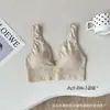 Sujetador sin costuras de bloques de color con cuello en V, espalda hermosa, copas fijas para mujer, sexy push-up con tirantes anchos, estilo tank top, sujetador cruzado en forma de U para mujer
