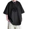 Camiseta Gruesa de Stitch para Hombre Verano Ropa de Pareja Oversize Manga Corta Retro Americano Gamuza Mangas Tres Cuartos