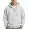 Sudadera para hombre europea y americana, sudadera con capucha casual de gofre de color liso, manga larga, media cremallera, peso pesado de Amazon