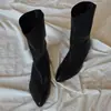 Versión de Piel de Oveja ~ Elegantes Retro Francesas, Punta Fina Versátil, Tacón Alto, Aspecto Adelgazante, Diseño Sencillo, Botas de Caballero para Mujer