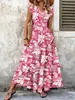 Vestido Retro Estampado de Comercio Exterior Transfronterizo de Amazon 2025 Elegante y Moderno Vestido Largo de Manga Corta con Cuello en V para Mujer