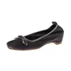 Zapatos de ballet estilo francés, con moño delicado, punta cuadrada para mujer, con aumento interno de altura, suela mecedora, corte bajo, suela suave, zapatos de hada estilo coreano