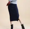 Saia Bodycon de Cintura Média Estilo Europeu e Americano Outono e Inverno 2026 Transfronteiriça, Saia Bodycon Tricotada Colorida Estilo Doce com Fenda Atacado