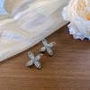Coreano Moda Diamante Zircon Colar de Flores Nicho Feminino Elegante Luz Luxo Clavícula Cadeia Cyber Celebridade All-match Conjunto de brincos