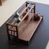 Juego de té de madera maciza de nogal negro norteamericano, soporte para tazas de té, estante de almacenamiento para tetera de arcilla púrpura, exhibición de mesa, estante de exhibición antiguo, estante de almacenamiento