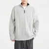 Suéter Masculino Momaik Estilo Retro Old Money Inverno 2025 Novo Meio Zíper Tricô Masculino 22172