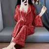 Pijama de Terciopelo de Color Sólido Simple de Gama Alta para Mujer, Nuevo Estilo Otoño e Invierno, Conjunto Fresco y Dulce para Casa