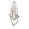 Colar Exquisito Estilo Chanel com Pérolas Artificiais e Conchas Emendadas para Mulheres, Design Fashionável, Corrente de Clavícula Multicamadas, Corrente de Pescoço Tendência