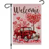 Banderas de Jardín para el Día de San Valentín Transfronterizas, Banderas de Decoración para Fiesta de Citas al Aire Libre, Fabricante de Decoración para Casa con Estampado de Corazón de Amor