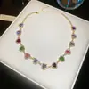 Collar con Colgante de Corazón Color Diamante Set de Pulsera Estilo Palacio Retro Lujo Ligero Cadena para Clavícula Joyería de Alta Gama para Mujeres