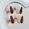 Ojo de Gato Caramelo Cuadros Volantes Lunares Líneas Dibujadas a Mano Gato Chica Linda Estilo Europeo y Americano Arte de Uñas Removible 30 Piezas