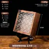 Caixa de Armazenamento de Vidro Flor Begônia Nove Grades Decoração Mesa de Maquiagem Retrô Organizador de Mesa Diversos Caixa de Madeira com Tampa