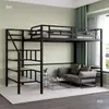 Cama Alta Doble de Hierro Forjado para Apartamento Pequeño y Simple, Cama Loft Debajo Vacío, Casa del Árbol, Ático, Cama Infantil Engrosada
