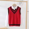 Colete infantil para jardim de infância colete de suéter para meninos uniforme escolar de estudante colete de algodão britânico colete de tricô para meninas