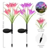 Decoración de jardín de patio de villa LED para plantar en el suelo flor artificial solar Lámpara de lirio para plantar 4 lámparas de césped
