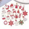Mezcla 20 Colgante de Aleación Navideño con Goteo de Aceite Rojo de Papá Noel Reno Copo de Nieve DIY Pulsera Accesorios de Joyería