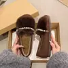Sapatos Bean Bean Sapatos de Algodão Femininos Tamanho Plus Size Gordos Sola Macia Sapatos Peludos Roupa Externa Pés de Inverno Mais Veludo Novo Estilo Pés Não Cansados Largos Pequeno Estilo Chanel