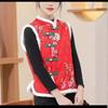 Amor Mariposa Púrpura Noreste Flor Grande Chaleco Estilo Chino Flor Chaqueta Acolchada de Algodón Botón Estilo Étnico Chaleco Acolchado Grueso Estilo Tang para Mujer