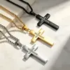 Collar de acero inoxidable con forma de cruz estilo hip-hop callejero europeo y americano para hombre, colgante incrustado de diamantes, accesorio personalizado moderno y de moda, transfronterizo