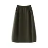 Falda midi casual, de cintura alta, elástica, estiliza, versátil, mezcla de lana, nueva colección otoño/invierno 2026, falda de longitud media para mujer