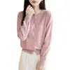 Cárdigan de punto con bloques de color transfronterizo, estilo dos piezas falso, para mujer, nuevo estilo de primavera, cuello redondo, abrigo suéter de punto suave con botones de un solo pecho